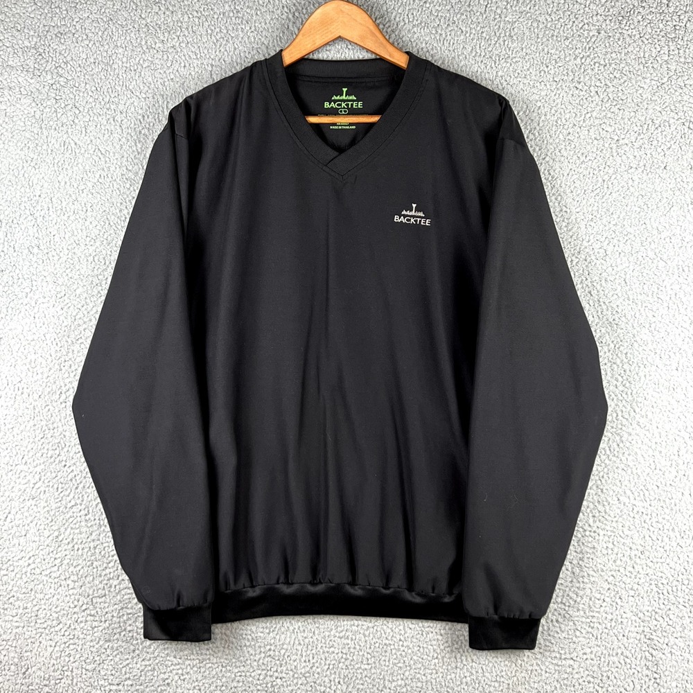 Backtee Golf V Neck Pullover Windshirt Mens‎ Large Black Mesh Lined Microfiber